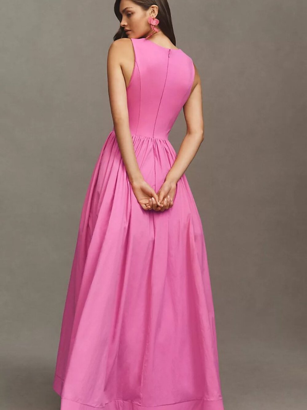 NEW BHLDN Jemma Scoop-Neck Corset Fit & Flare Maxi Dress Pink Large - Picture 2 of 5